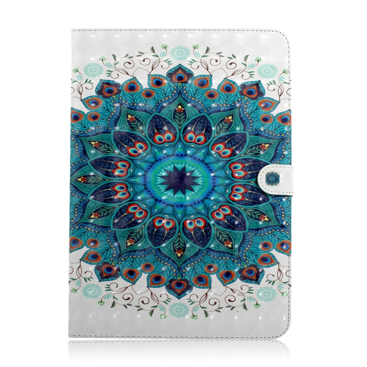 3D Colored Drawing Universal Horizontal Flip Leather Case, with Holder & Card Slot & Wallet for 7 inch Tablet PC(Peacock Wreath) - 7 inch by buy2fix | Online Shopping UK | buy2fix