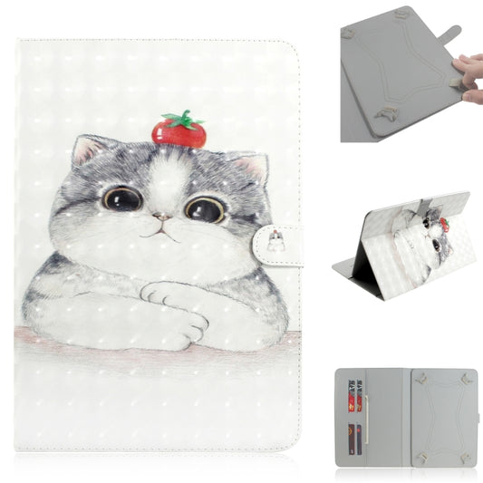 3D Colored Drawing Universal Horizontal Flip Leather Case, with Holder & Card Slot & Wallet for 7 inch Tablet PC(Cute Cat) - 7 inch by buy2fix | Online Shopping UK | buy2fix