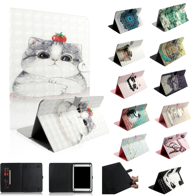 3D Colored Drawing Universal Horizontal Flip Leather Case, with Holder & Card Slot & Wallet for 7 inch Tablet PC(Pug) - 7 inch by buy2fix | Online Shopping UK | buy2fix