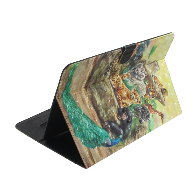3D Colored Drawing Universal Horizontal Flip Leather Case, with Holder & Card Slot & Wallet for 8 inch Tablet PC(Zoo) - 8 inch by buy2fix | Online Shopping UK | buy2fix