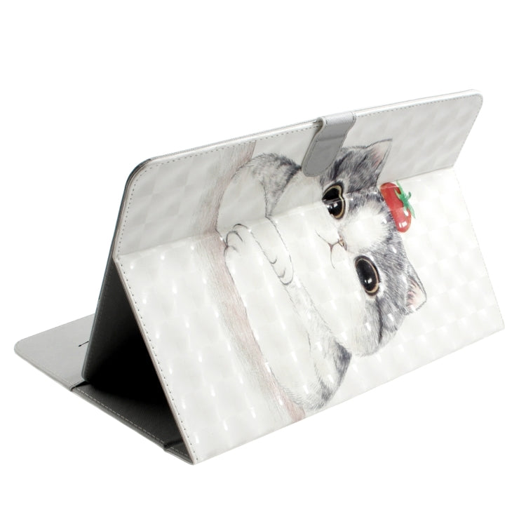 3D Colored Drawing Universal Horizontal Flip Leather Case, with Holder & Card Slot & Wallet for 8 inch Tablet PC(Cute Cat) - 8 inch by buy2fix | Online Shopping UK | buy2fix
