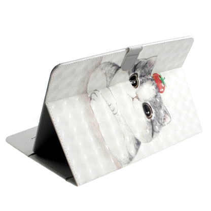 3D Colored Drawing Universal Horizontal Flip Leather Case, with Holder & Card Slot & Wallet for 8 inch Tablet PC(Cute Cat) - 8 inch by buy2fix | Online Shopping UK | buy2fix