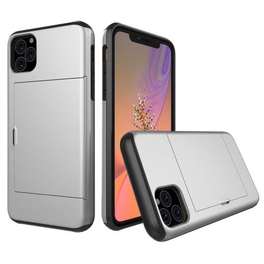 For iPhone 11 Pro Max Shockproof Rugged Armor Protective Case with Card Slot (Silver) by buy2fix