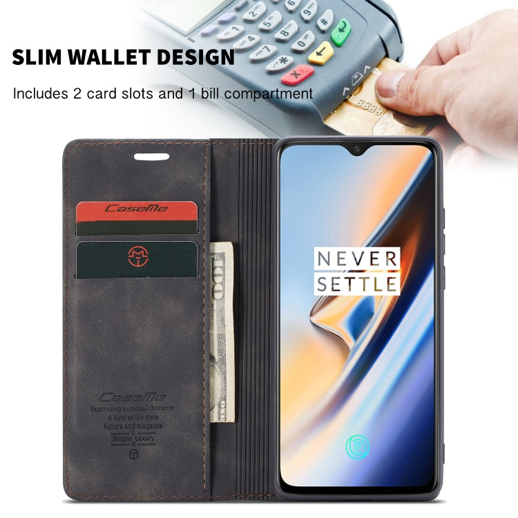 CaseMe-013 Multi-functional Retro Frosted Horizontal Flip Leather Case with Card Slot & Holder & Wallet For OnePlus 7(Black) - OnePlus Cases by CaseMe | Online Shopping UK | buy2fix