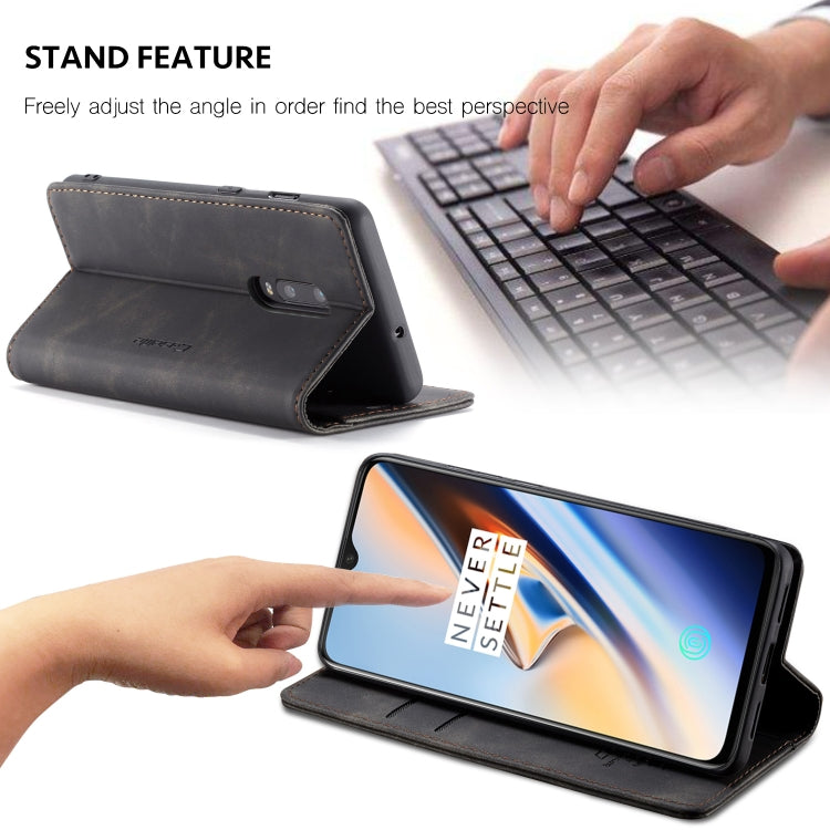 CaseMe-013 Multi-functional Retro Frosted Horizontal Flip Leather Case with Card Slot & Holder & Wallet For OnePlus 7(Black) - OnePlus Cases by CaseMe | Online Shopping UK | buy2fix