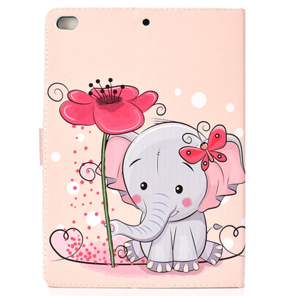 Colored Pattern Drawing Horizontal Flip PU Leather Case with Three-folding Holder & Sleep / Wake-up Function for iPad 5 / 6 / 8(Elephant flower) - iPad 9.7 (2018) & (2017) Cases by buy2fix | Online Shopping UK | buy2fix
