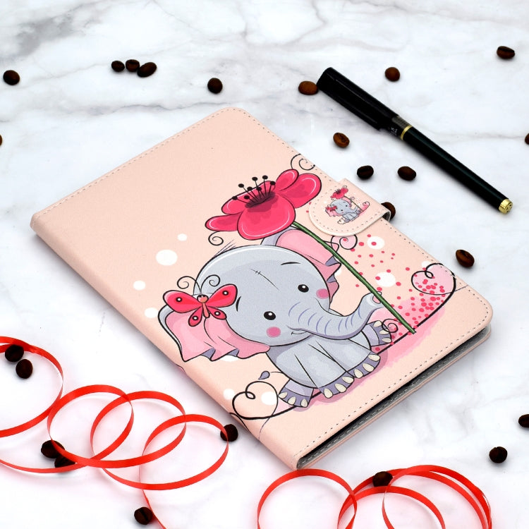 Colored Pattern Drawing Horizontal Flip PU Leather Case with Three-folding Holder & Sleep / Wake-up Function for iPad 5 / 6 / 8(Elephant flower) - iPad 9.7 (2018) & (2017) Cases by buy2fix | Online Shopping UK | buy2fix