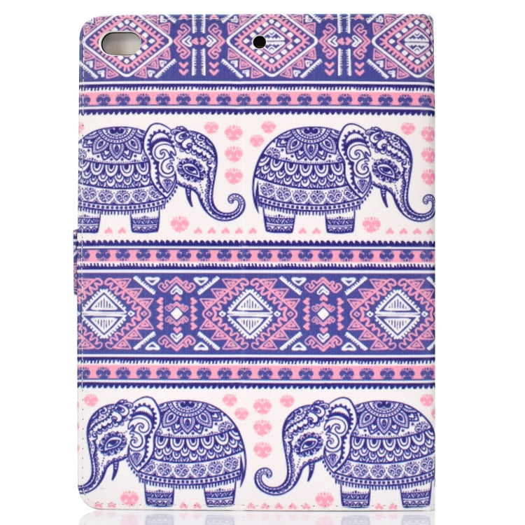 Colored Pattern Drawing Horizontal Flip PU Leather Case with Three-folding Holder & Sleep / Wake-up Function for iPad 5 / 6 / 8(Totem elephant) - iPad 9.7 (2018) & (2017) Cases by buy2fix | Online Shopping UK | buy2fix