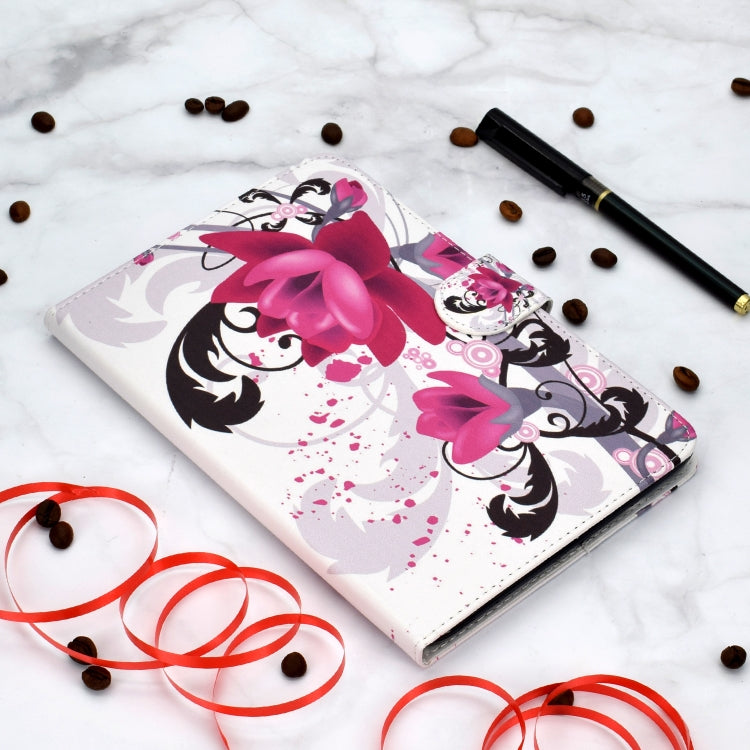 Colored Pattern Drawing Horizontal Flip PU Leather Case with Three-folding Holder & Sleep / Wake-up Function for iPad 5 / 6 / 8(Flower) - iPad 9.7 (2018) & (2017) Cases by buy2fix | Online Shopping UK | buy2fix