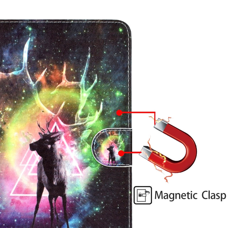 Colored Pattern Drawing Horizontal Flip PU Leather Case with Three-folding Holder & Sleep / Wake-up Function for iPad 5 / 6 /  8(Nebula deer) - iPad 9.7 (2018) & (2017) Cases by buy2fix | Online Shopping UK | buy2fix
