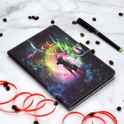 Colored Pattern Drawing Horizontal Flip PU Leather Case with Three-folding Holder & Sleep / Wake-up Function for iPad 5 / 6 /  8(Nebula deer) - iPad 9.7 (2018) & (2017) Cases by buy2fix | Online Shopping UK | buy2fix