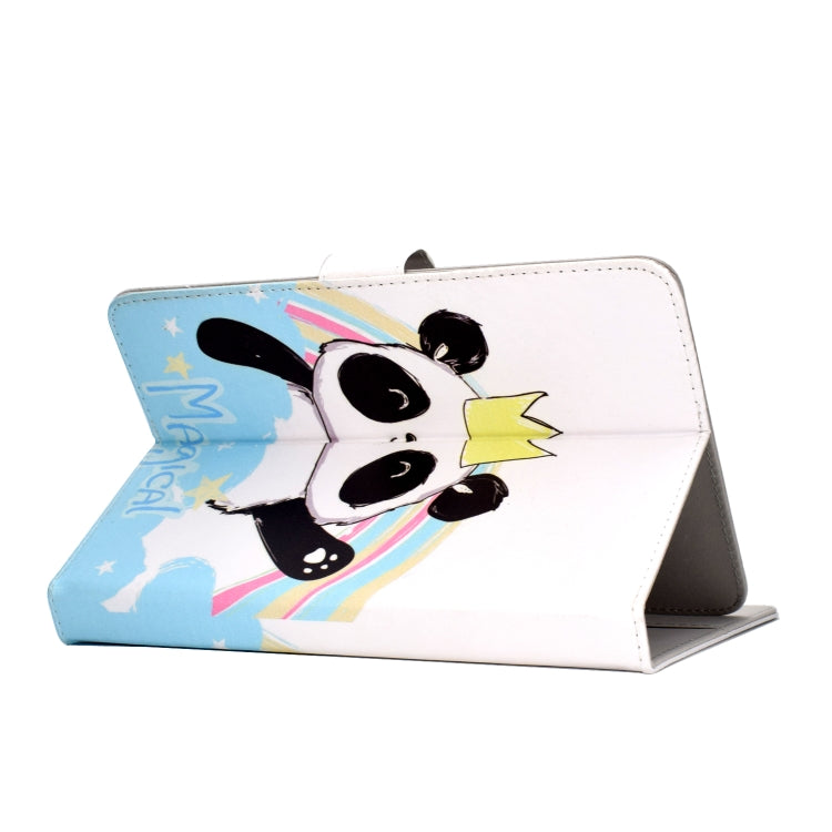 Colored Pattern Drawing Horizontal Flip PU Leather Case with Three-folding Holder for 7 inch Tablet PC(Crown of panda) - 7 inch by buy2fix | Online Shopping UK | buy2fix