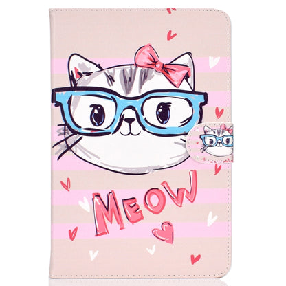 Colored Pattern Drawing Horizontal Flip PU Leather Case with Three-folding Holder for 7 inch Tablet PC(Glasses cat) - 7 inch by buy2fix | Online Shopping UK | buy2fix