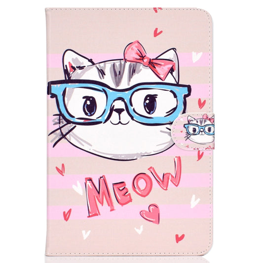 Colored Pattern Drawing Horizontal Flip PU Leather Case with Three-folding Holder for 7 inch Tablet PC(Glasses cat) - 7 inch by buy2fix | Online Shopping UK | buy2fix