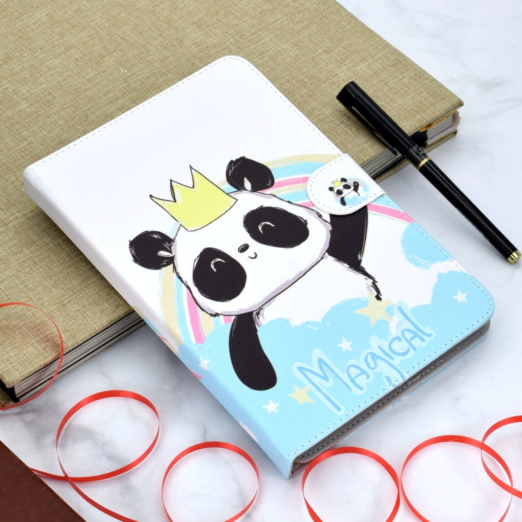 Colored Pattern Drawing Horizontal Flip PU Leather Case with Three-folding Holder for 8 inch Tablet PC(Crown of panda) - 8 inch by buy2fix | Online Shopping UK | buy2fix