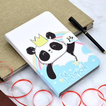 Colored Pattern Drawing Horizontal Flip PU Leather Case with Three-folding Holder for 8 inch Tablet PC(Crown of panda) - 8 inch by buy2fix | Online Shopping UK | buy2fix