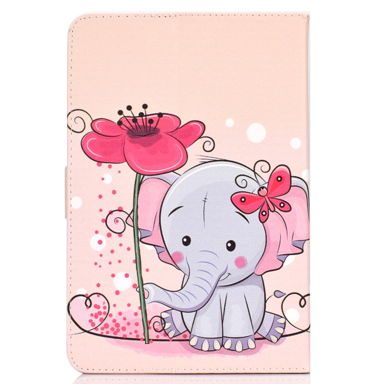 Colored Pattern Drawing Horizontal Flip PU Leather Case with Three-folding Holder for 8 inch Tablet PC(Elephant flowers) - 8 inch by buy2fix | Online Shopping UK | buy2fix