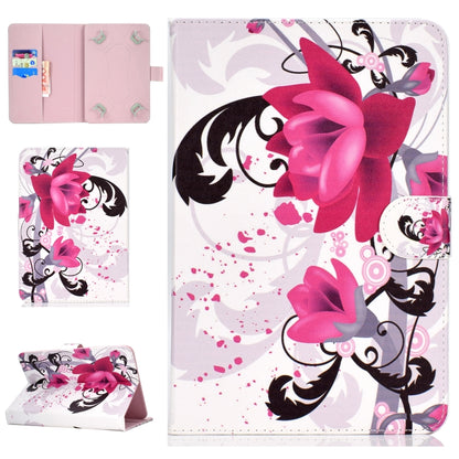 Colored Pattern Drawing Horizontal Flip PU Leather Case with Three-folding Holder for 10 inch Tablet PC(Flower) - 10 - 11 inch by buy2fix | Online Shopping UK | buy2fix