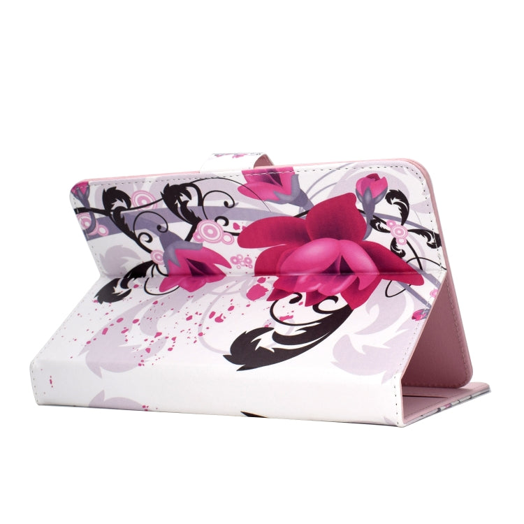 Colored Pattern Drawing Horizontal Flip PU Leather Case with Three-folding Holder for 10 inch Tablet PC(Flower) - 10 - 11 inch by buy2fix | Online Shopping UK | buy2fix