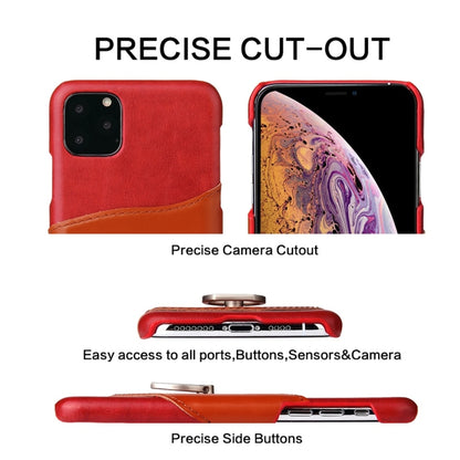 For iPhone 11 Pro Fierre Shann Oil Wax Texture Genuine Leather Back Cover Case with 360 Degree Rotation Holder & Card Slot (Red) - iPhone 11 Pro Cases by buy2fix | Online Shopping UK | buy2fix