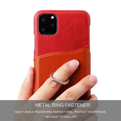 For iPhone 11 Pro Fierre Shann Oil Wax Texture Genuine Leather Back Cover Case with 360 Degree Rotation Holder & Card Slot (Red) - iPhone 11 Pro Cases by buy2fix | Online Shopping UK | buy2fix