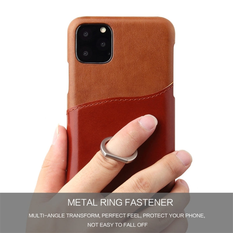 For iPhone 11 Pro Fierre Shann Oil Wax Texture Genuine Leather Back Cover Case with 360 Degree Rotation Holder & Card Slot (Brown) - iPhone 11 Pro Cases by buy2fix | Online Shopping UK | buy2fix