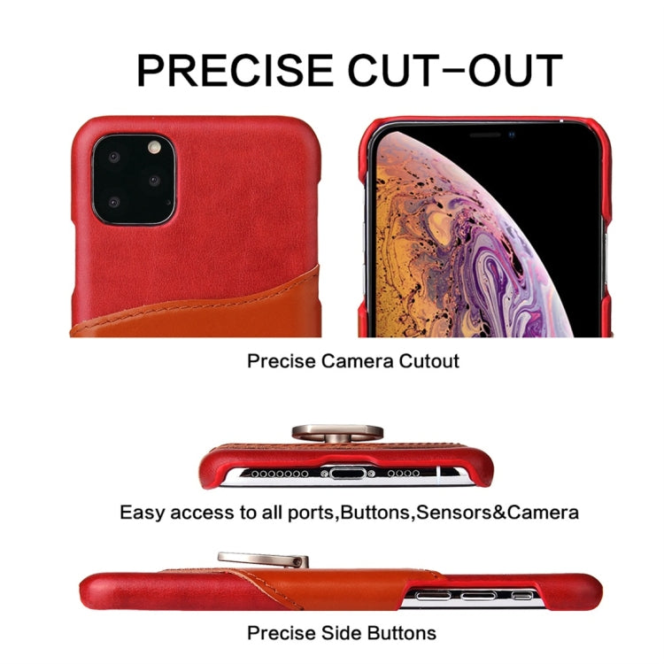For iPhone 11 Fierre Shann Oil Wax Texture Genuine Leather Back Cover Case with 360 Degree Rotation Holder & Card Slot (Red) - iPhone 11 Cases by FIERRE SHANN | Online Shopping UK | buy2fix