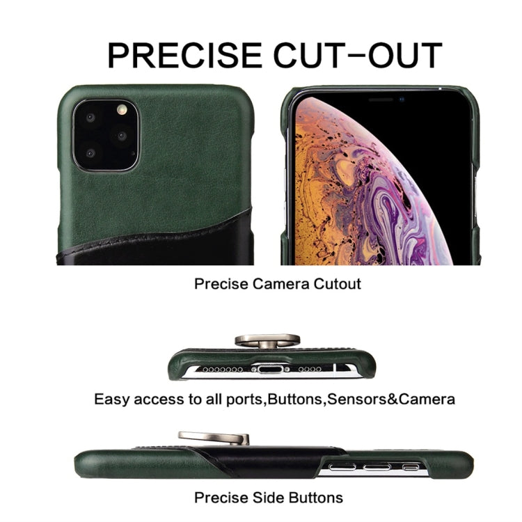 For iPhone 11 Pro Max Fierre Shann Oil Wax Texture Genuine Leather Back Cover Case with 360 Degree Rotation Holder & Card Slot (Green) - iPhone 11 Pro Max Cases by FIERRE SHANN | Online Shopping UK | buy2fix