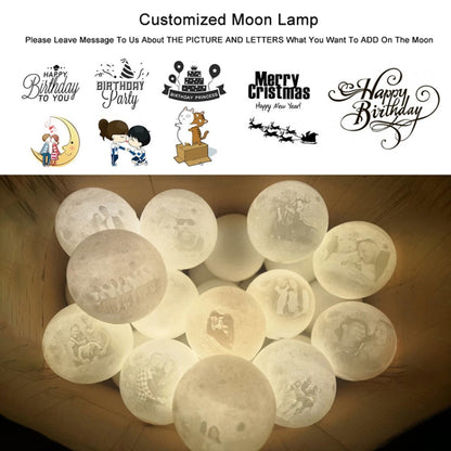 Customized Touch Switch 2-color 3D Print Moon Lamp USB Charging Energy-saving LED Night Light with Wooden Holder Base, Diameter:18cm - Night Lights by buy2fix | Online Shopping UK | buy2fix