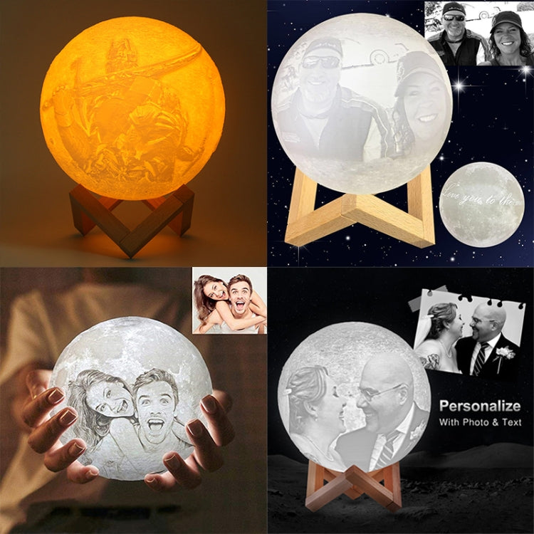 Customized Patted 3-color 3D Print Lamp USB Charging Energy-saving LED Night Light with Wooden Holder Base, Diameter:13cm - Night Lights by buy2fix | Online Shopping UK | buy2fix