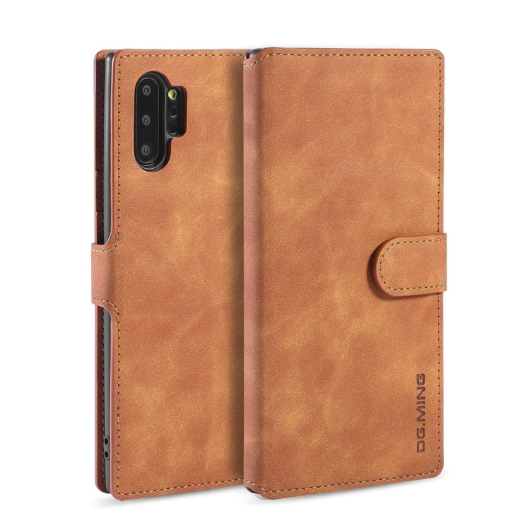 DG.MING Retro Oil Side Horizontal Flip Case with Holder & Card Slots & Wallet for Galaxy Note 10(Brown) - Galaxy Phone Cases by DG.MING | Online Shopping UK | buy2fix