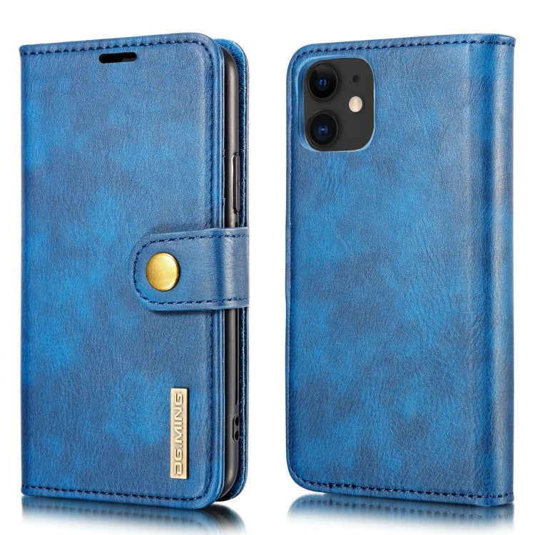 For iPhone 11 DG.MING Crazy Horse Texture Flip Detachable Magnetic Leather Case with Holder & Card Slots & Wallet (Blue) - iPhone 11 Cases by DG.MING | Online Shopping UK | buy2fix