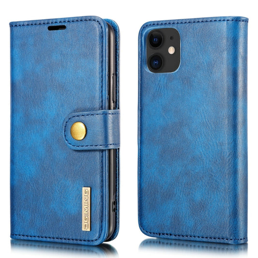 For iPhone 11 DG.MING Crazy Horse Texture Flip Detachable Magnetic Leather Case with Holder & Card Slots & Wallet (Blue) - iPhone 11 Cases by DG.MING | Online Shopping UK | buy2fix