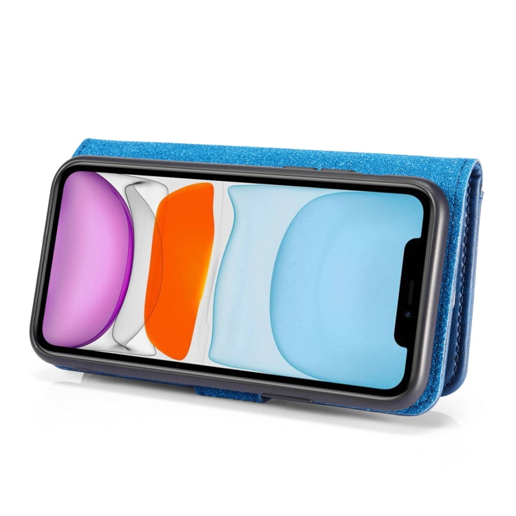 For iPhone 11 DG.MING Crazy Horse Texture Flip Detachable Magnetic Leather Case with Holder & Card Slots & Wallet (Blue) - iPhone 11 Cases by DG.MING | Online Shopping UK | buy2fix