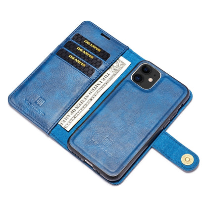For iPhone 11 DG.MING Crazy Horse Texture Flip Detachable Magnetic Leather Case with Holder & Card Slots & Wallet (Blue) - iPhone 11 Cases by DG.MING | Online Shopping UK | buy2fix