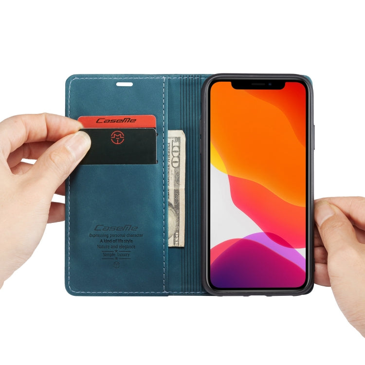 CaseMe-013 Multifunctional Horizontal Flip Leather Case with Card Slot & Holder & Wallet for iPhone 11(Blue) by CaseMe