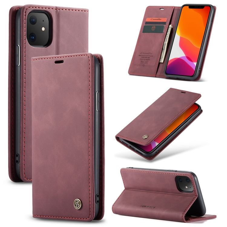 CaseMe-013 Multifunctional Horizontal Flip Leather Case with Card Slot & Holder & Wallet for iPhone 11(Wine) by CaseMe