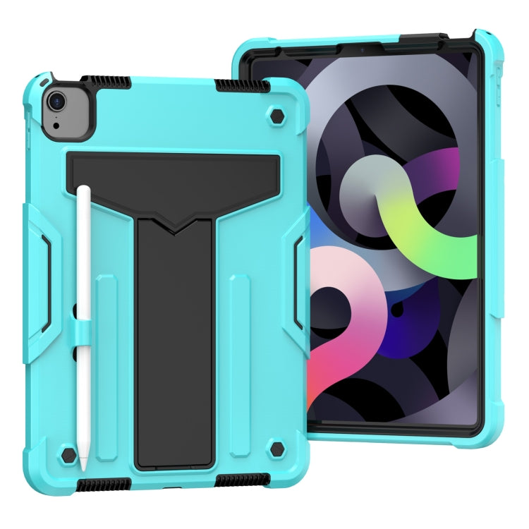 For iPad Air 2022 / 2020 10.9 / iPad Pro 11 T-shaped Bracket Contrast Color Shockproof PC + Silicone Protective Case(Mint Green+Black) - iPad Air (2022) / (2020) 10.9 Cases by buy2fix | Online Shopping UK | buy2fix