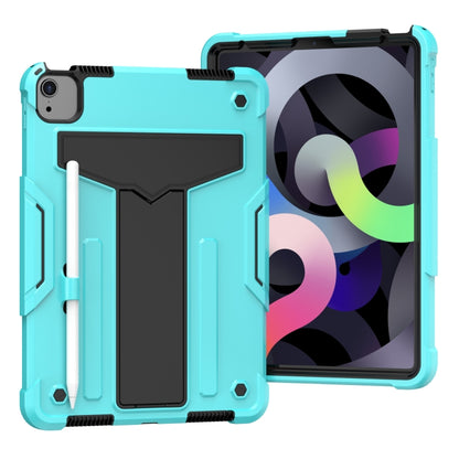 For iPad Air 2022 / 2020 10.9 / iPad Pro 11 T-shaped Bracket Contrast Color Shockproof PC + Silicone Protective Case(Mint Green+Black) - iPad Air (2022) / (2020) 10.9 Cases by buy2fix | Online Shopping UK | buy2fix