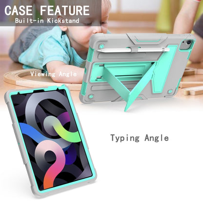 For iPad Air 2022 / 2020 10.9 / iPad Pro 11 T-shaped Bracket Contrast Color Shockproof PC + Silicone Protective Case(Grey+Mint Green) - iPad Air (2022) / (2020) 10.9 Cases by buy2fix | Online Shopping UK | buy2fix