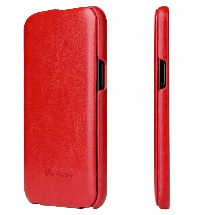 For iPhone 12 Pro Max Fierre Shann Retro Oil Wax Texture Vertical Flip PU Leather Case(Red) - iPhone 12 Pro Max Cases by FIERRE SHANN | Online Shopping UK | buy2fix
