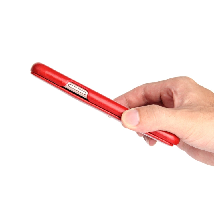 For iPhone X / XS Fierre Shann Business Magnetic Horizontal Flip Genuine Leather Case(Red) - More iPhone Cases by FIERRE SHANN | Online Shopping UK | buy2fix
