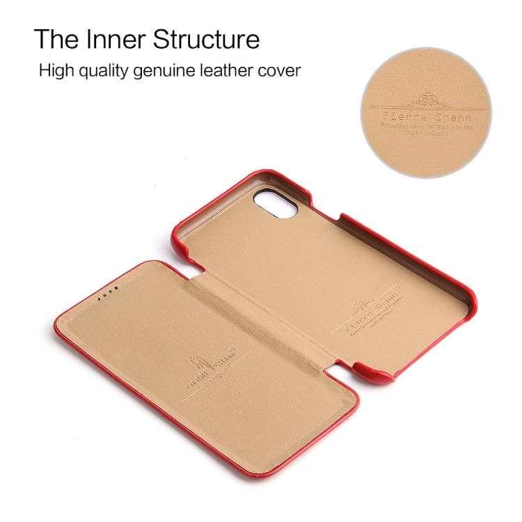 For iPhone X / XS Fierre Shann Business Magnetic Horizontal Flip Genuine Leather Case(Red) - More iPhone Cases by FIERRE SHANN | Online Shopping UK | buy2fix