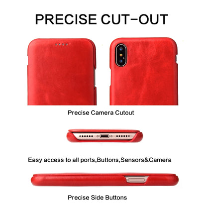 For iPhone X / XS Fierre Shann Business Magnetic Horizontal Flip Genuine Leather Case(Red) - More iPhone Cases by FIERRE SHANN | Online Shopping UK | buy2fix