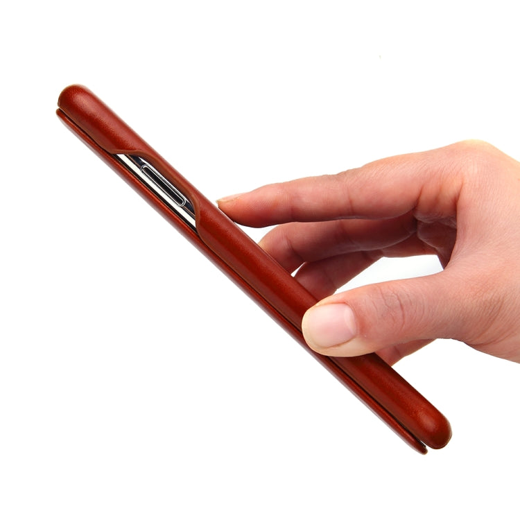 For iPhone XS Max Fierre Shann Business Magnetic Horizontal Flip Genuine Leather Case(Brown) - More iPhone Cases by FIERRE SHANN | Online Shopping UK | buy2fix