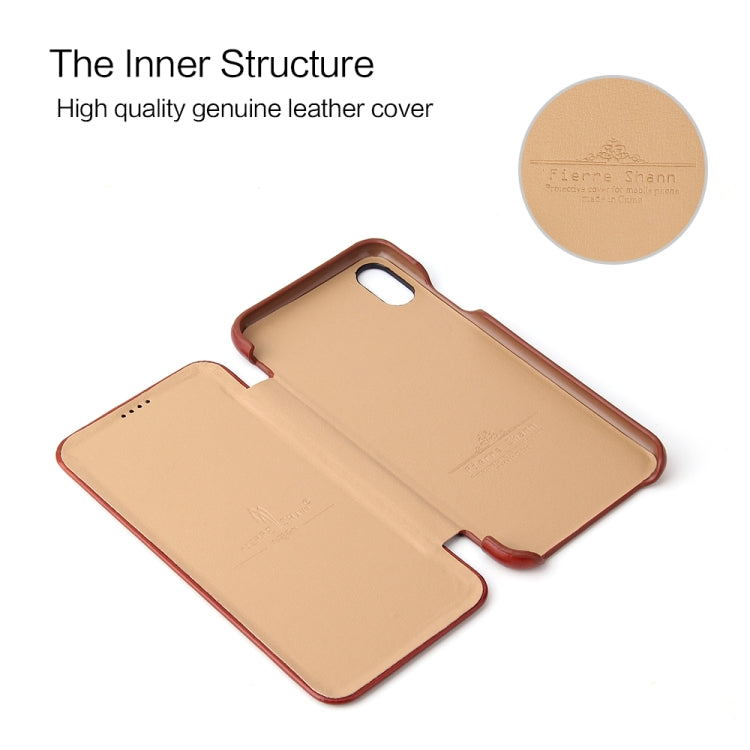 For iPhone XS Max Fierre Shann Business Magnetic Horizontal Flip Genuine Leather Case(Brown) - More iPhone Cases by FIERRE SHANN | Online Shopping UK | buy2fix