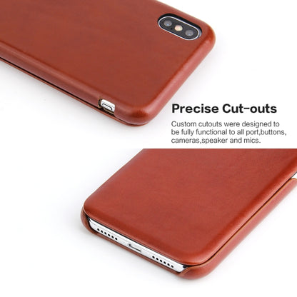 For iPhone XS Max Fierre Shann Business Magnetic Horizontal Flip Genuine Leather Case(Brown) - More iPhone Cases by FIERRE SHANN | Online Shopping UK | buy2fix