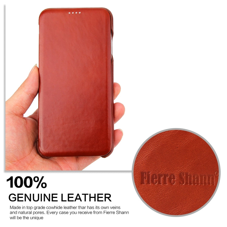 For iPhone XS Max Fierre Shann Business Magnetic Horizontal Flip Genuine Leather Case(Brown) - More iPhone Cases by FIERRE SHANN | Online Shopping UK | buy2fix