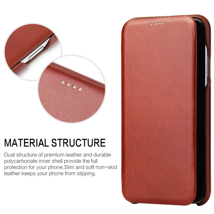 For iPhone XS Max Fierre Shann Business Magnetic Horizontal Flip Genuine Leather Case(Brown) - More iPhone Cases by FIERRE SHANN | Online Shopping UK | buy2fix