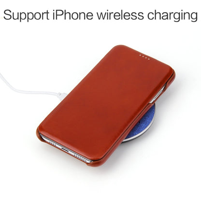 For iPhone XS Max Fierre Shann Business Magnetic Horizontal Flip Genuine Leather Case(Brown) - More iPhone Cases by FIERRE SHANN | Online Shopping UK | buy2fix